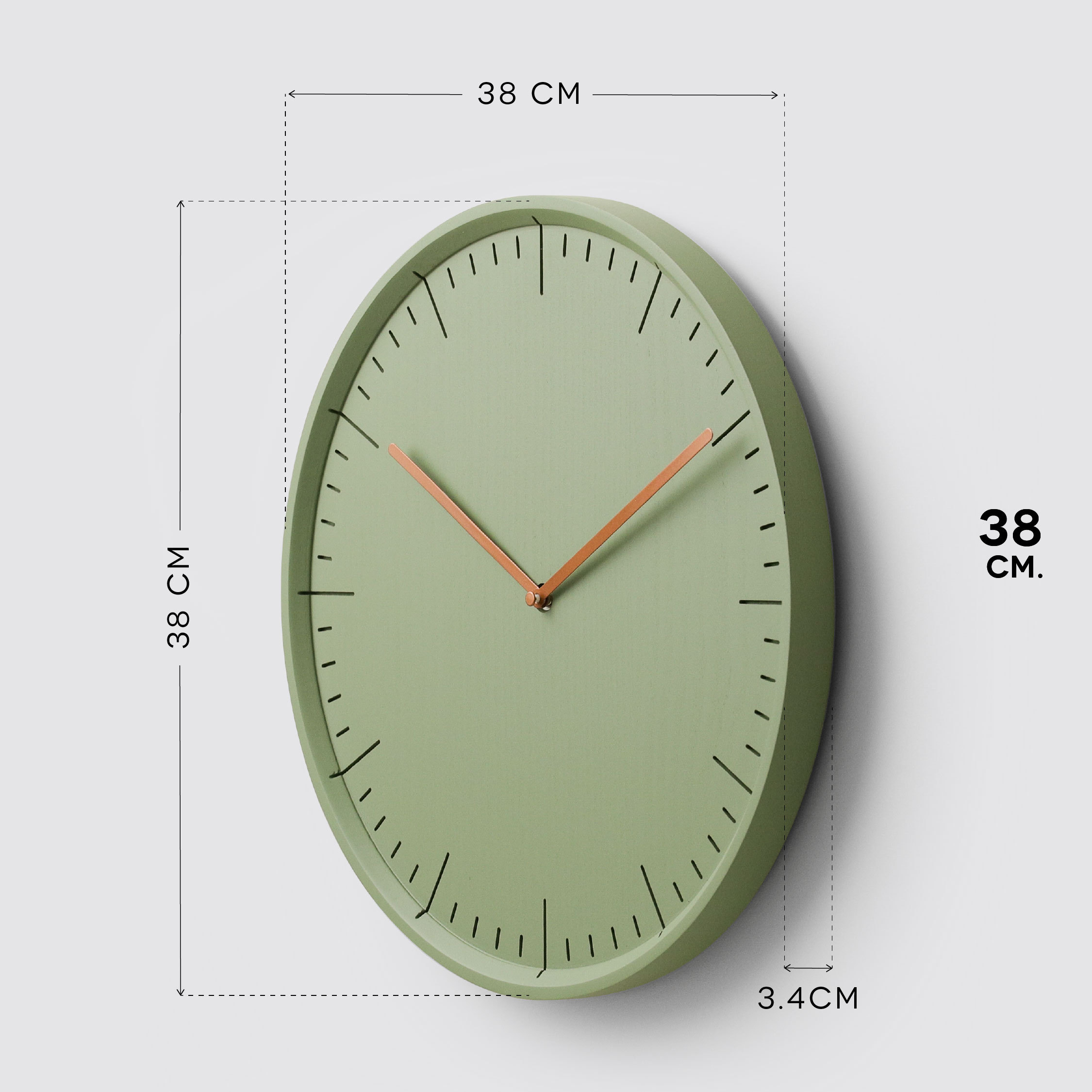 FF METER 38 Forest Roast Green - Beige Hands wall clock_UO8IWEAPEK