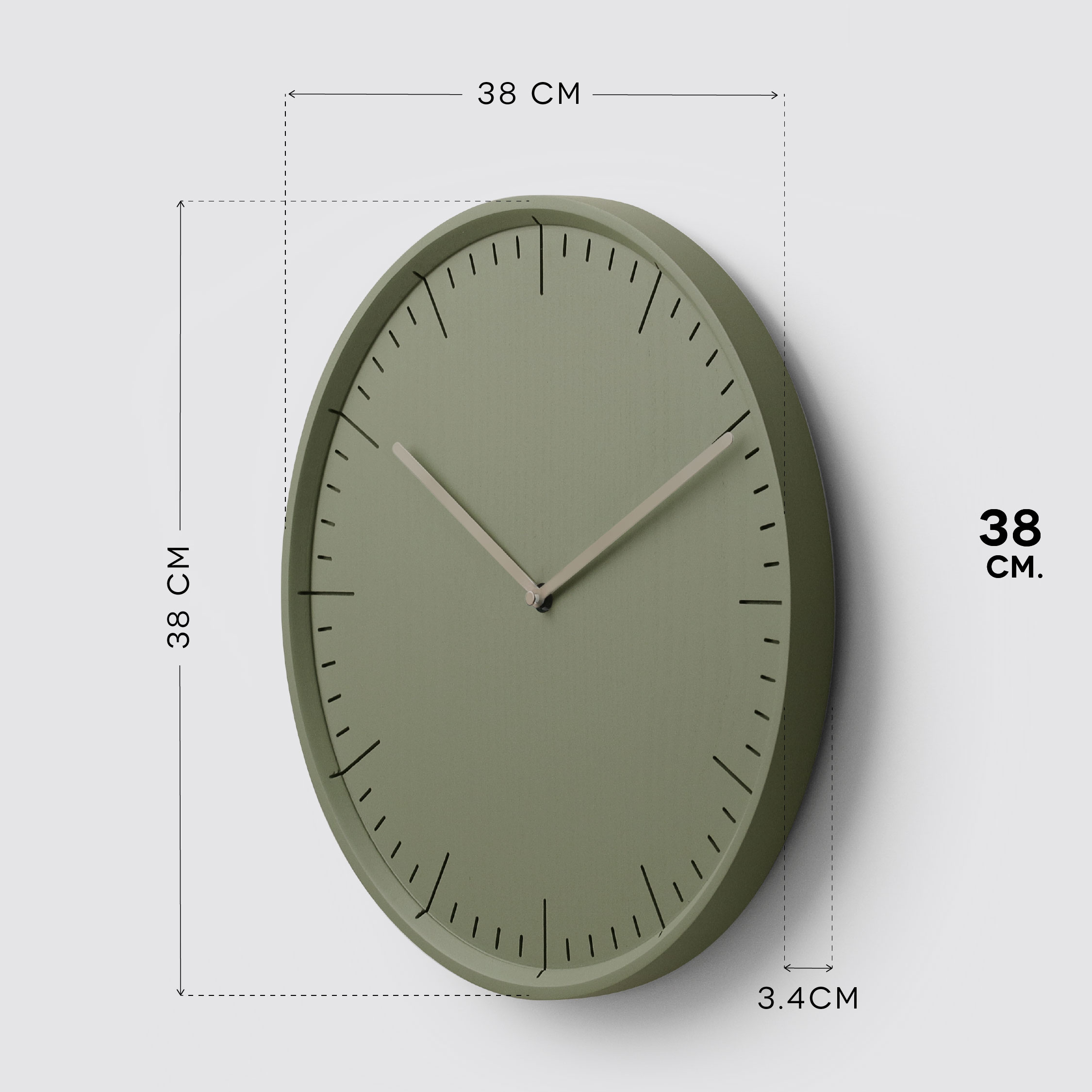 FF METER 38 Forest Roast Green - Beige Hands wall clock_UO8IWEAPEK