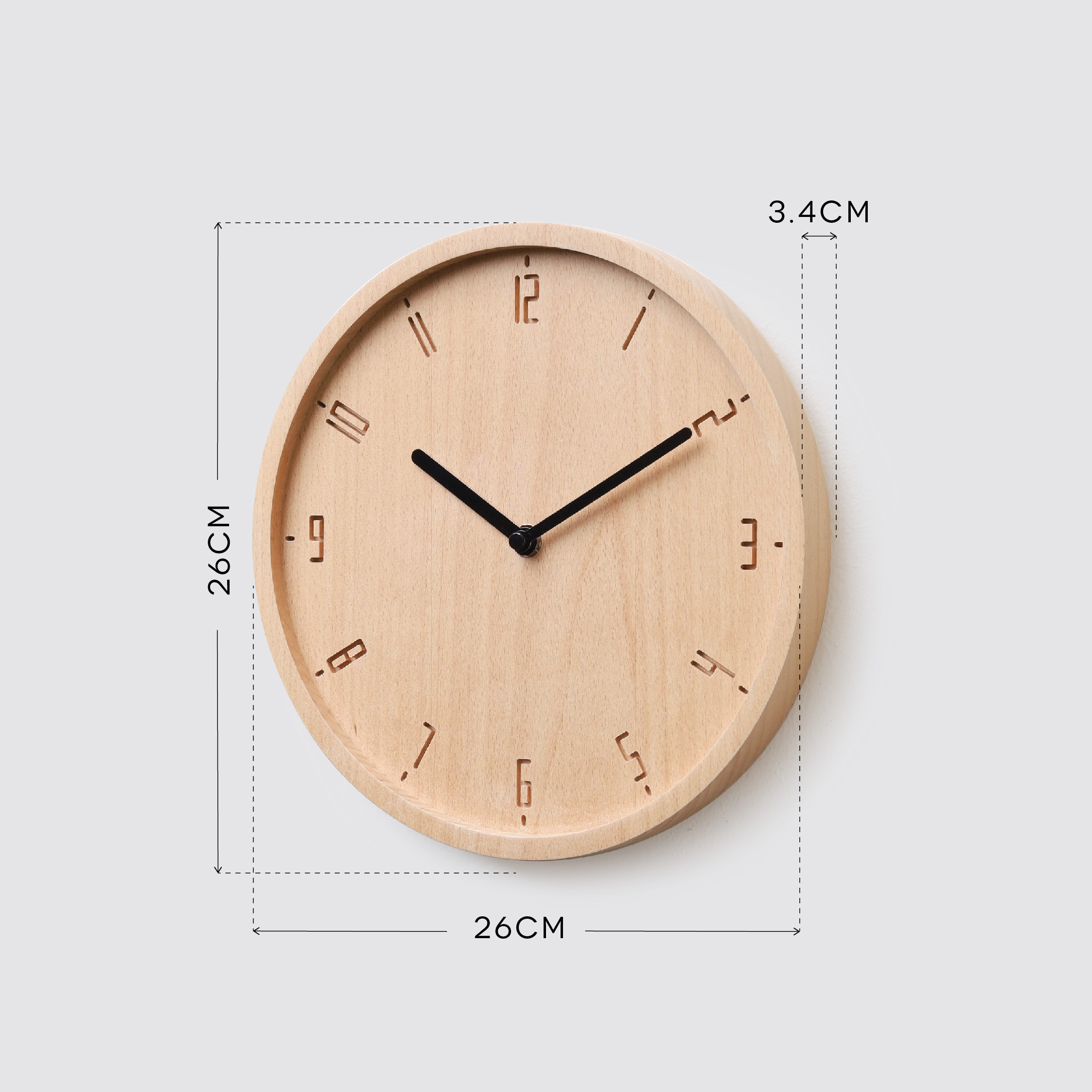 TIMY-C : Natural B. | Black H. wall clock