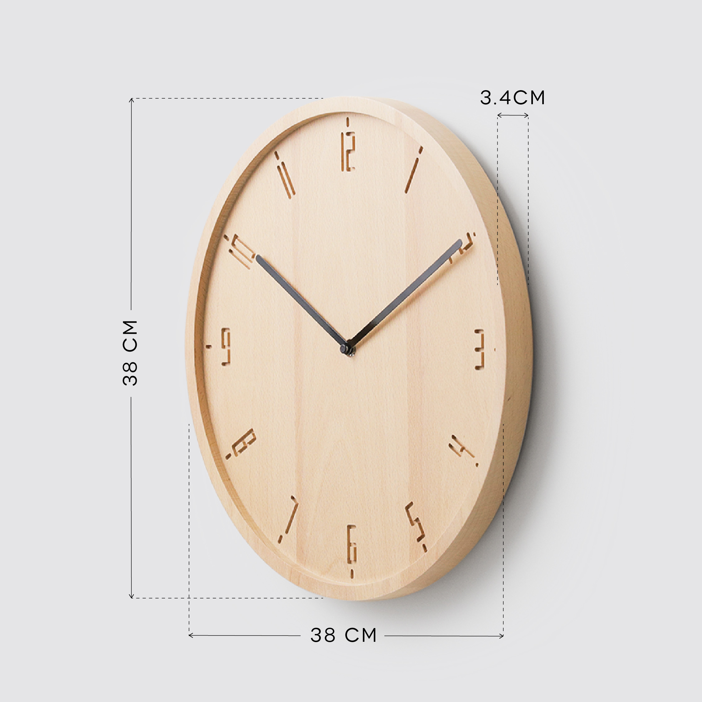 TIMY-C 38 Natural B. | Black H. wall clock