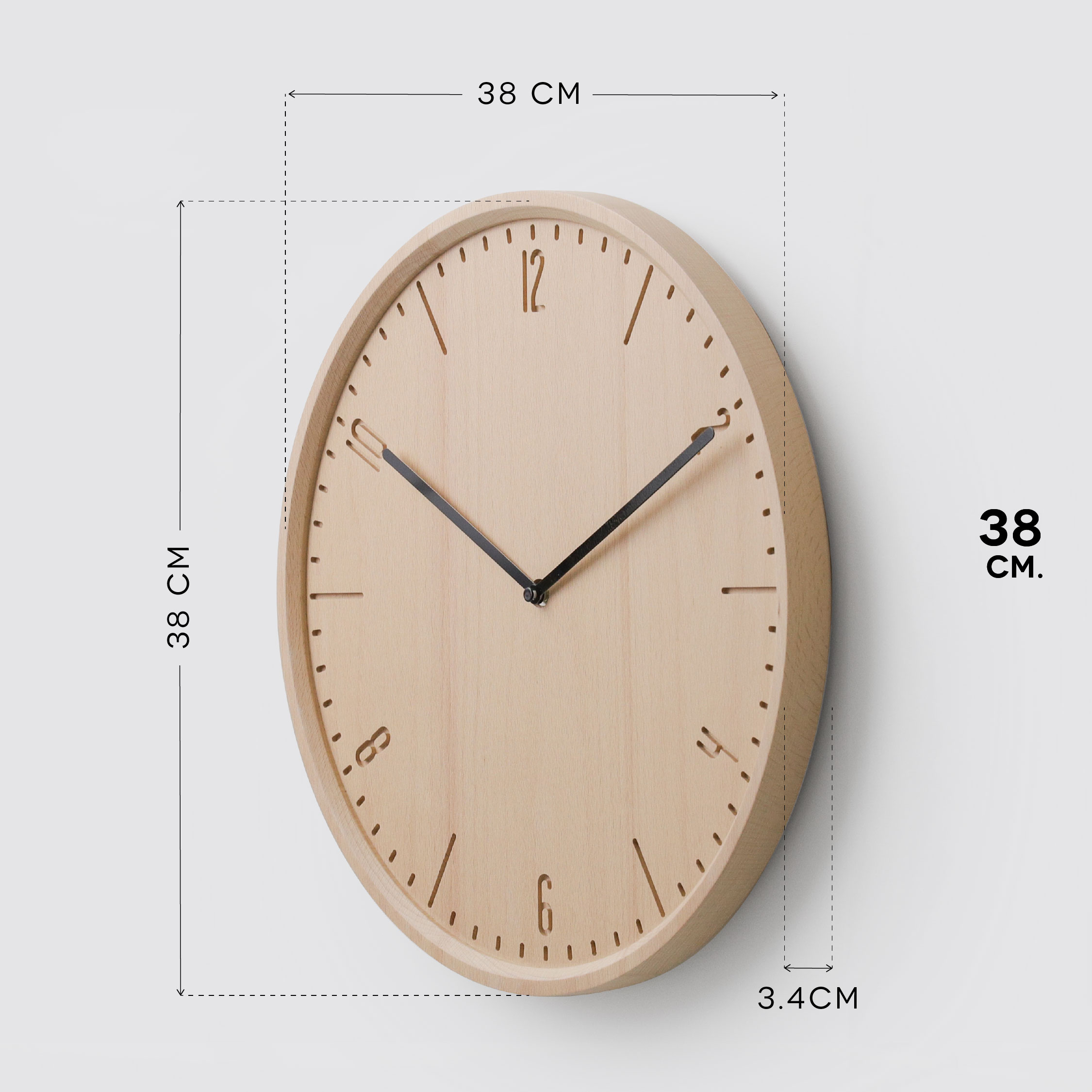FF COBY-W 38 Walnut Shade - Black Hands wall clock_HM3AU8S9P1