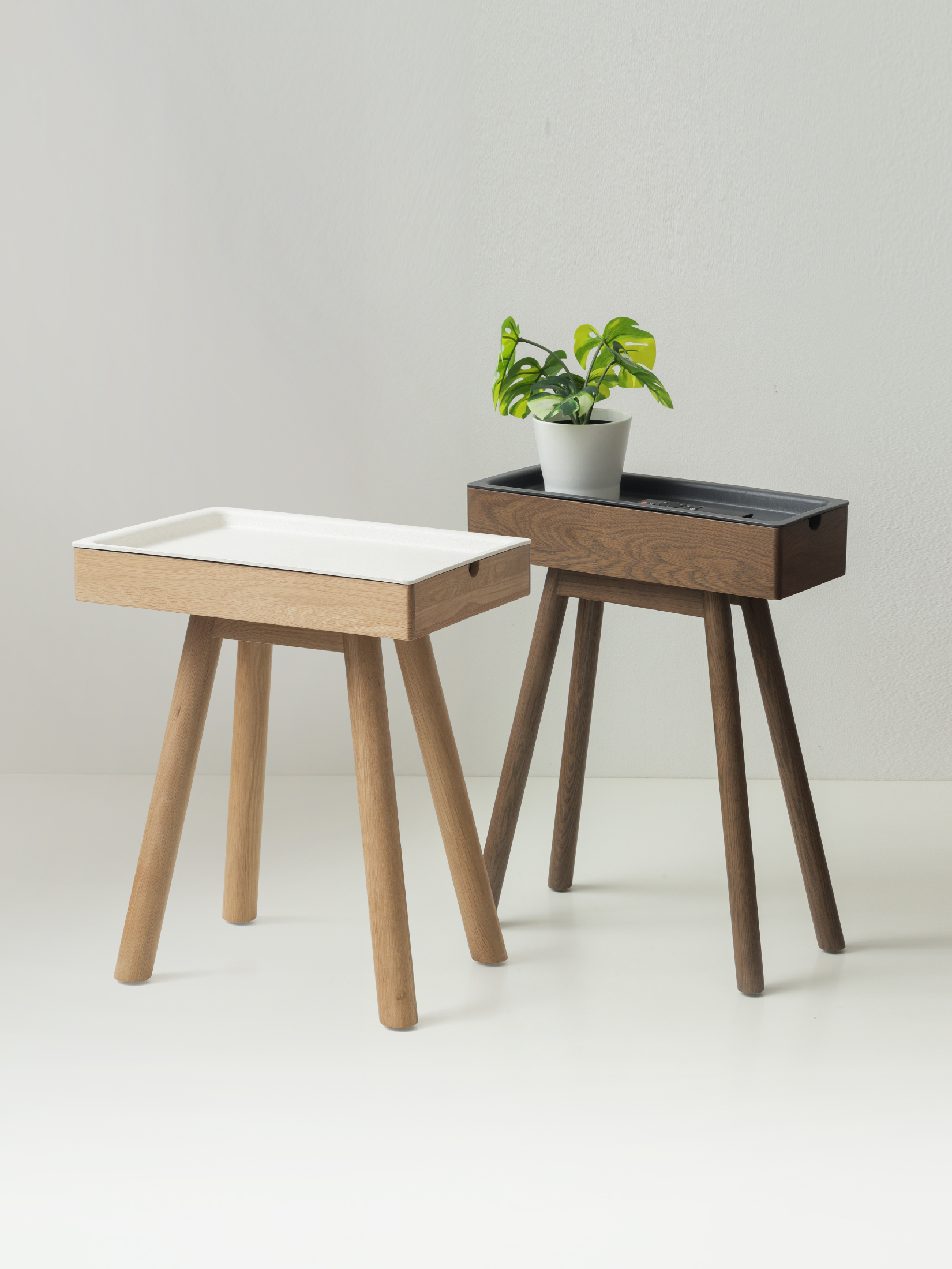 LAYER S I Light Oak - White Tray I side Table