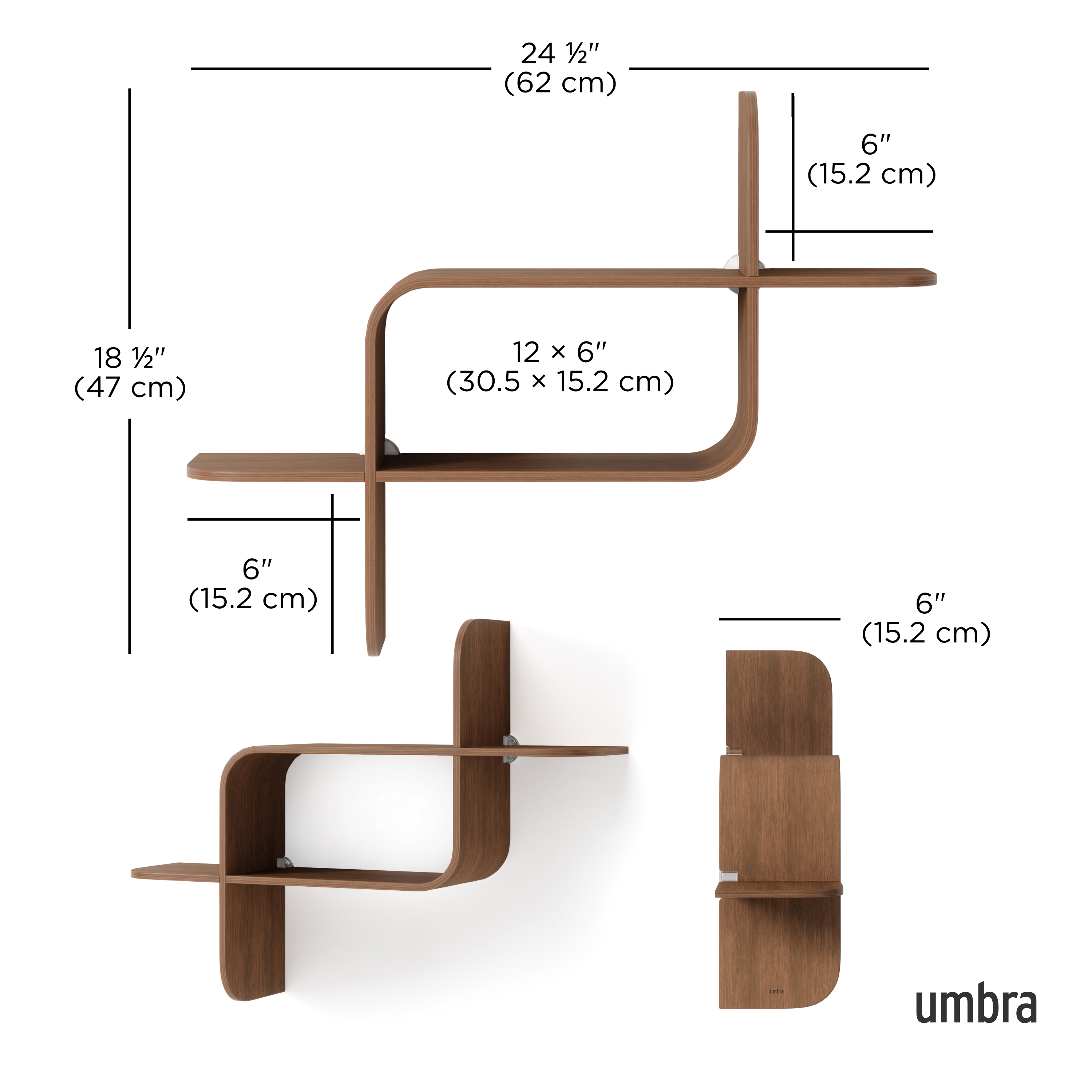 UMBRA MONTAGE SHELF Light Walnut