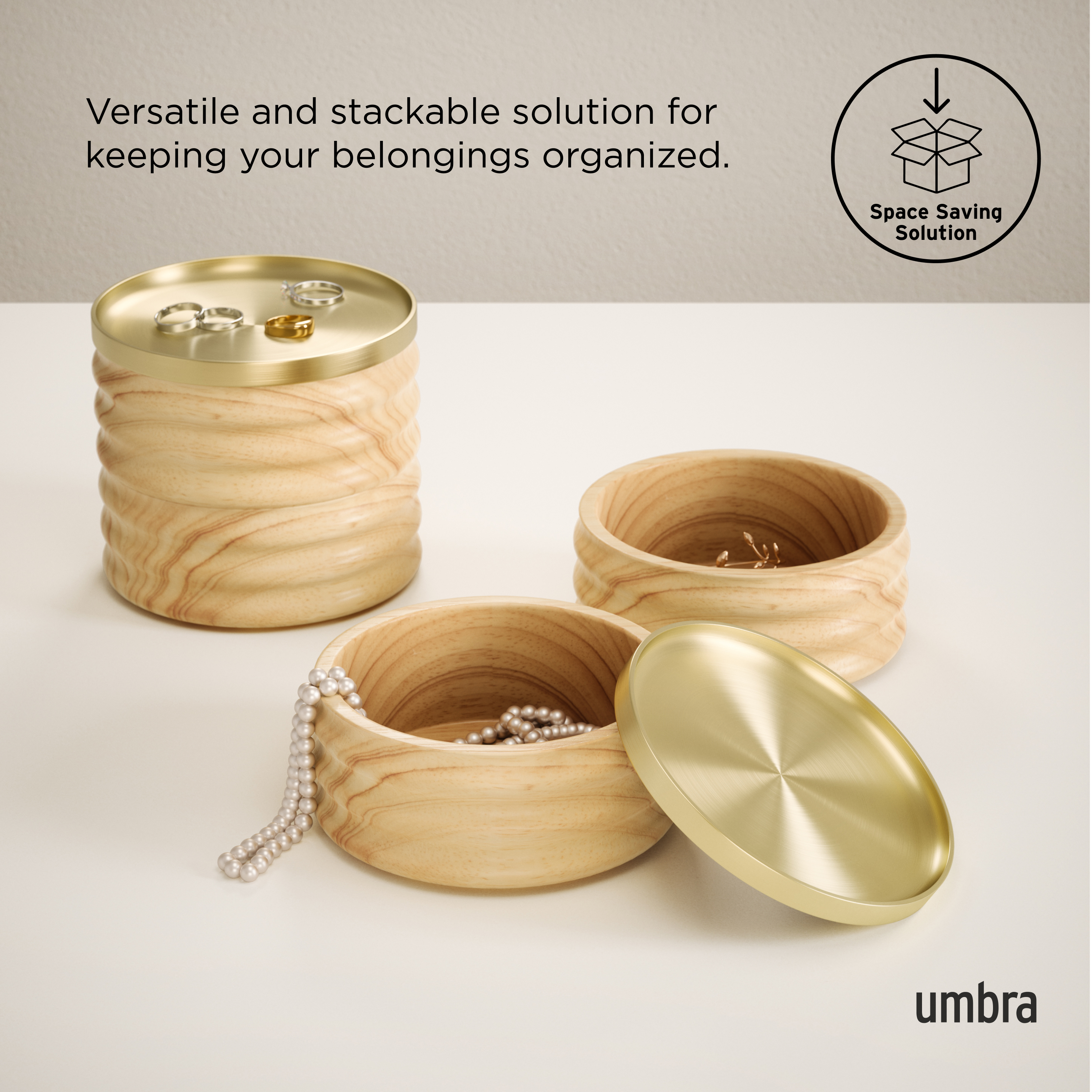 UMBRA TESORA WOOD STORAGE BOX NAT/BRAS