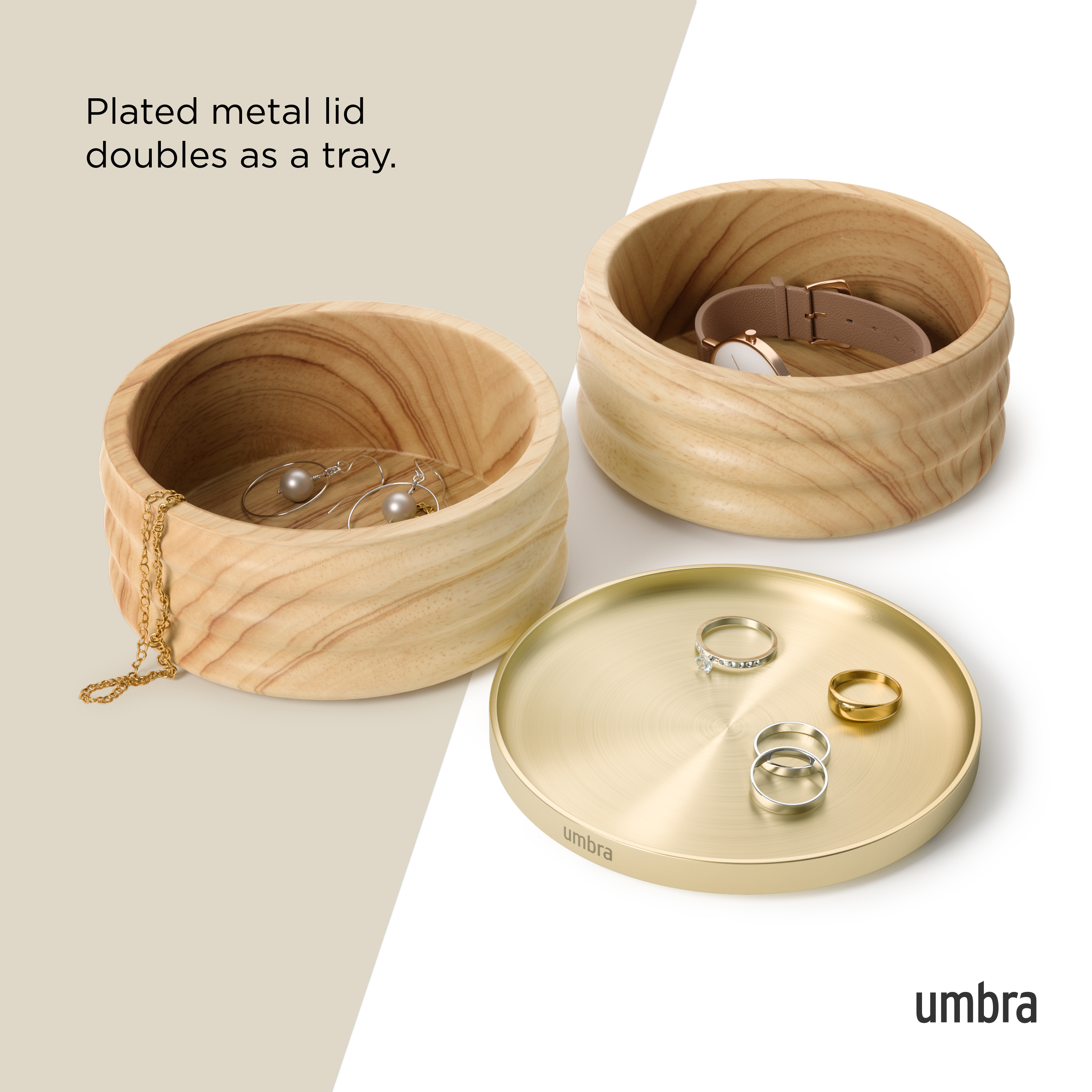 UMBRA TESORA WOOD STORAGE BOX NAT/BRAS