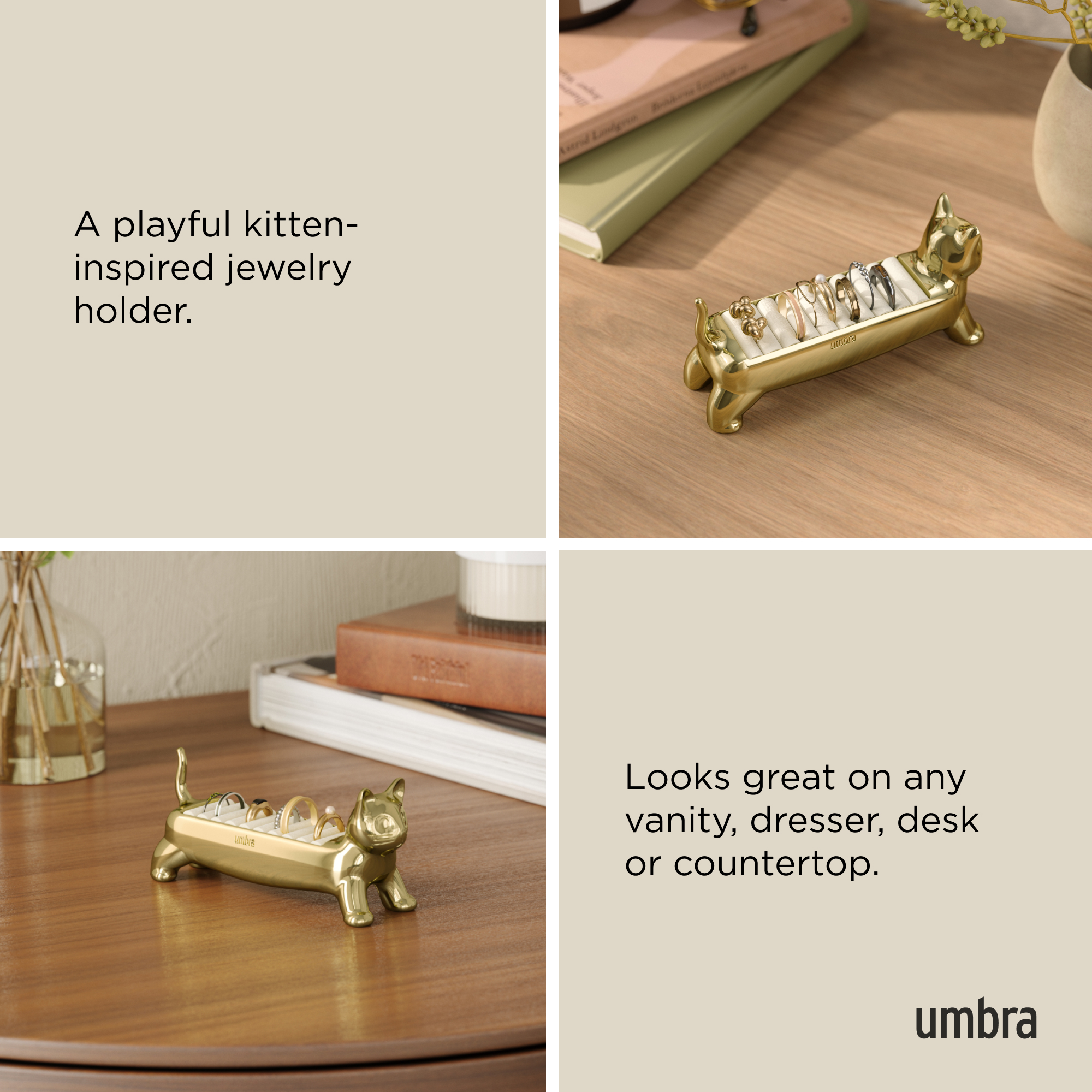 Umbra Ali Cat Ring Holder Brass