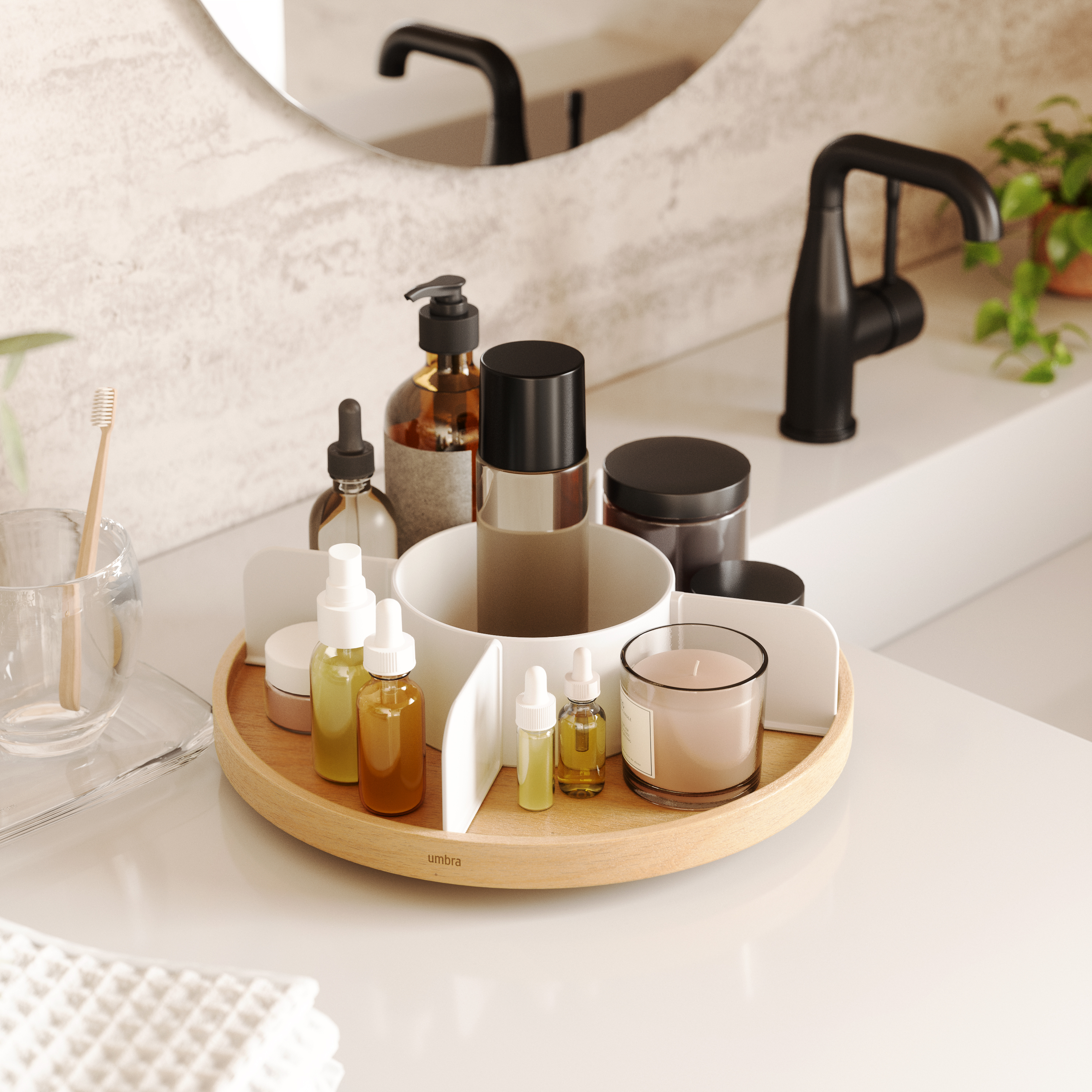 PXUB: Umbra BELLWOOD LAZY SUSAN DIVIDED WHT/NAT