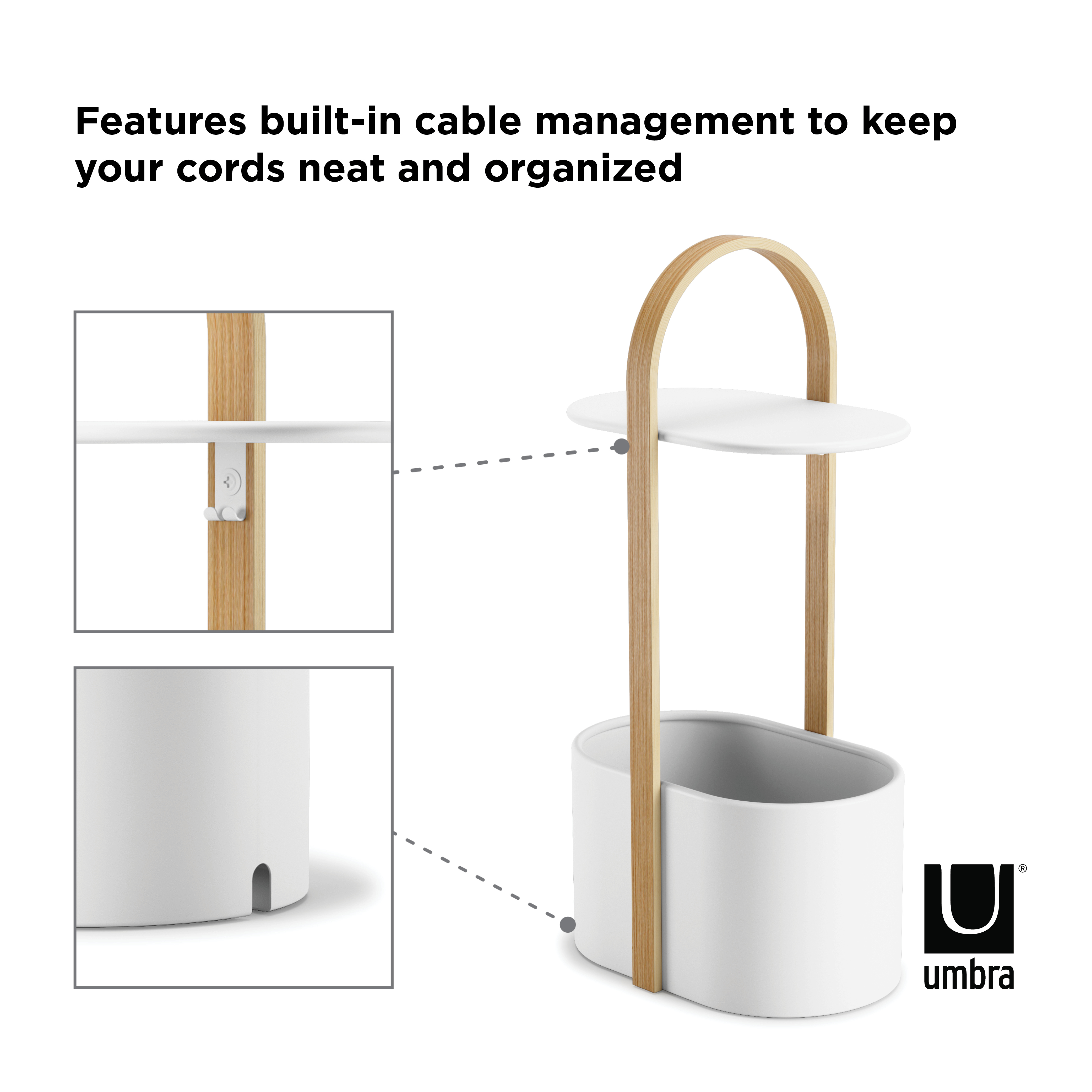 PXUB: Umbra BELLWOOD STORAGE TABLE WHT/NAT