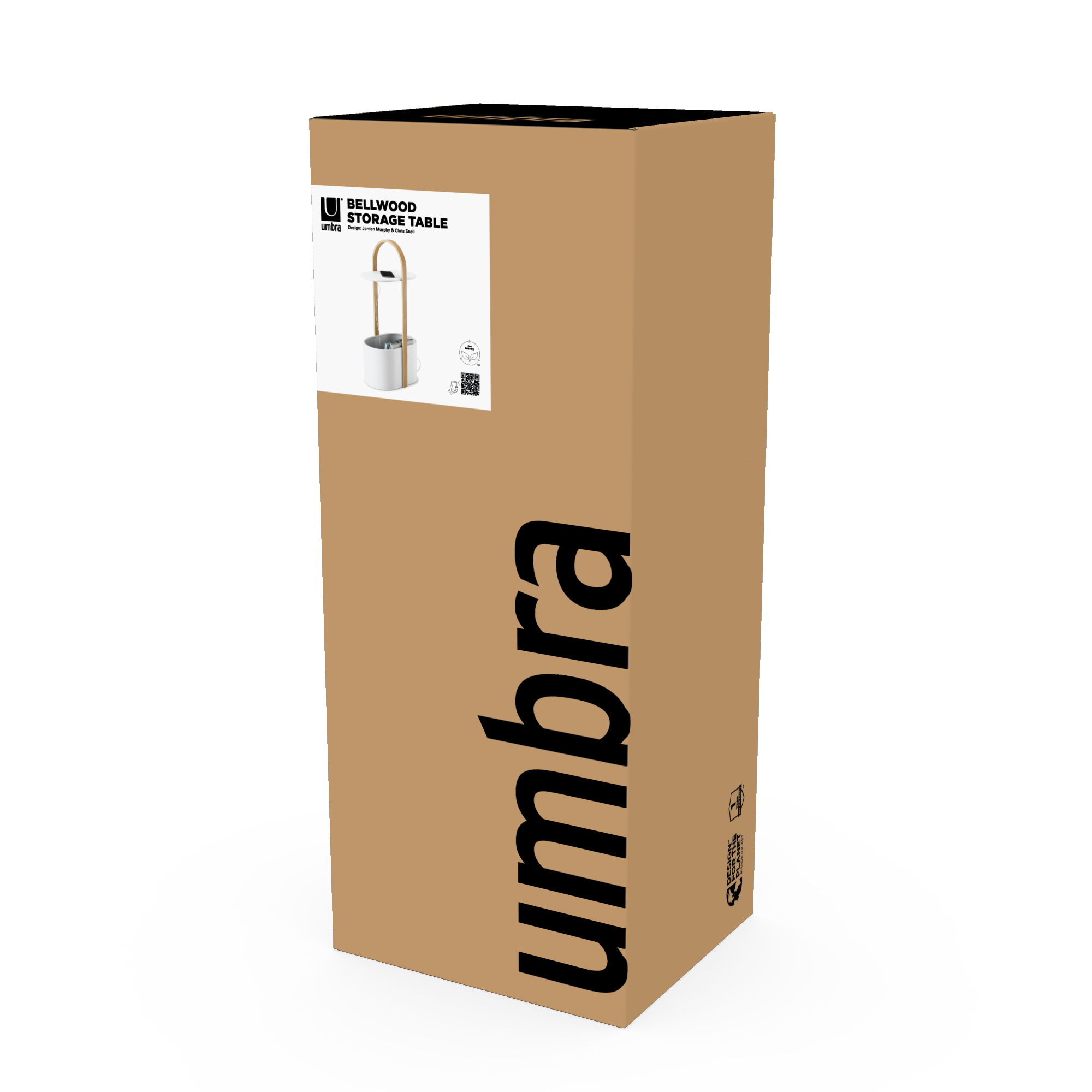 PXUB: Umbra BELLWOOD STORAGE TABLE WHT/NAT