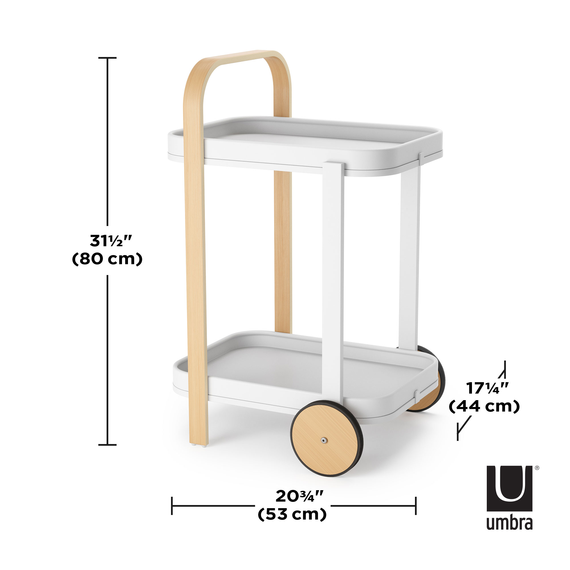 PXUB : Umbra BELLWOOD BAR/STORAGE CART l White/Natural l