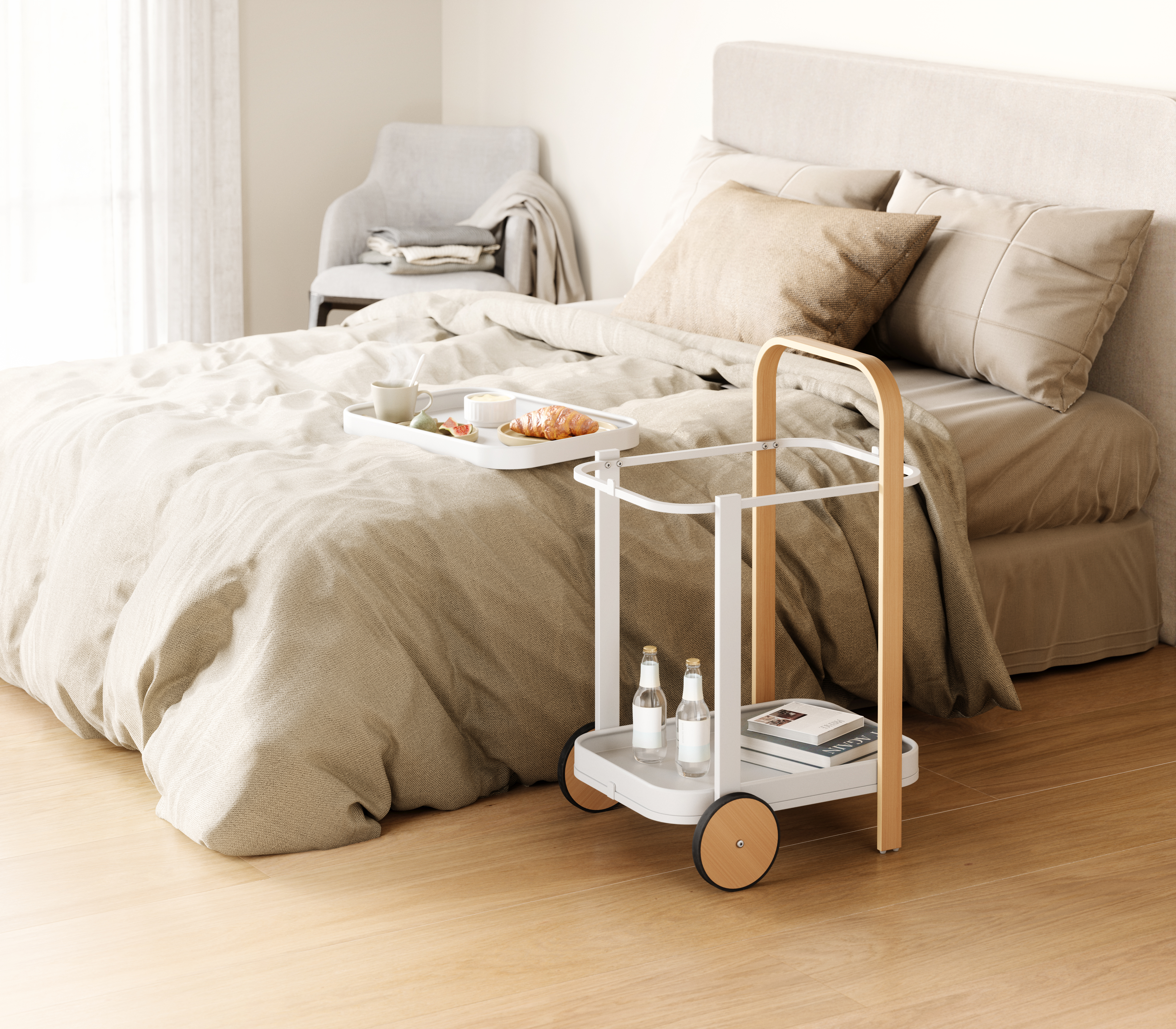 PXUB : Umbra BELLWOOD BAR/STORAGE CART l White/Natural l