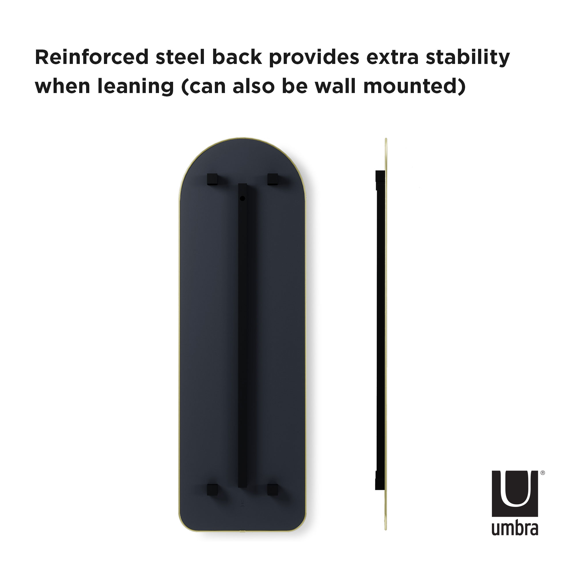 PXUB: Umbra Hubba Arched Leaning Mirror Brass l 20x62 l