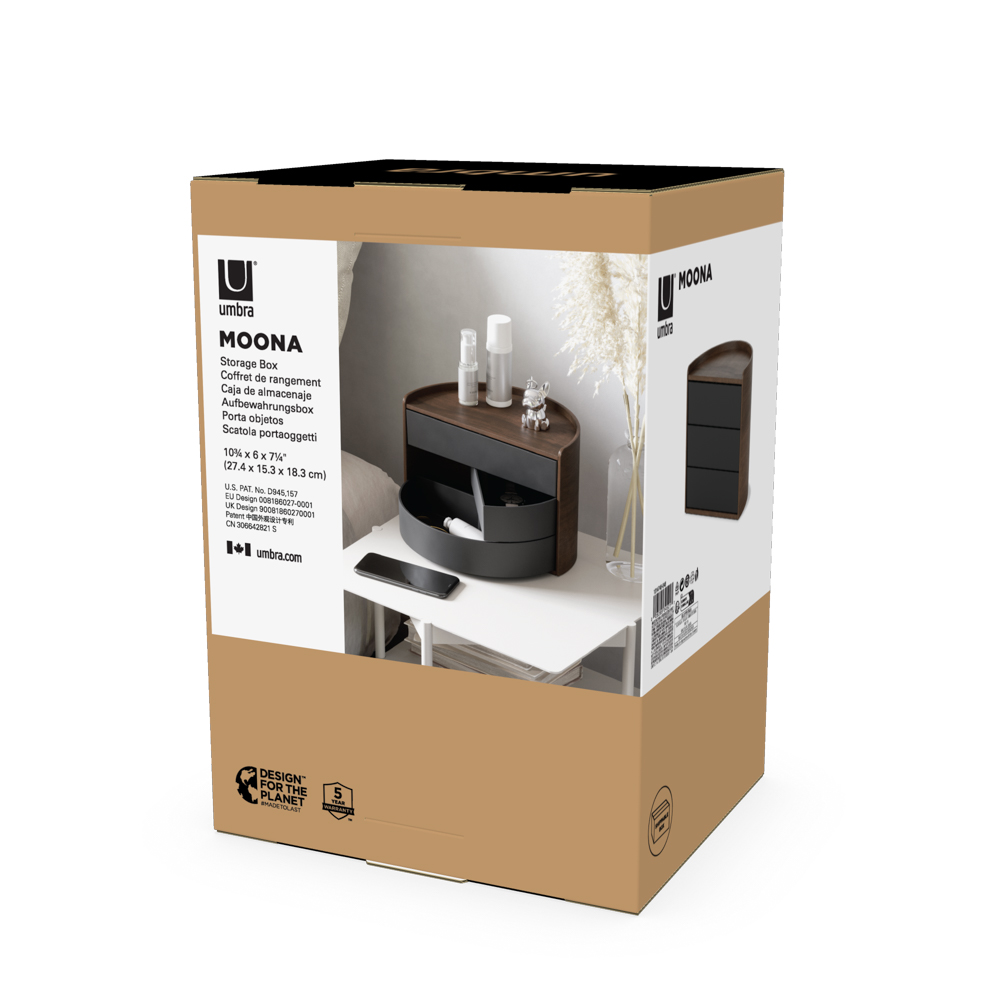 PXUB: Umbra MOONA STORAGE BOX BLK/WAL