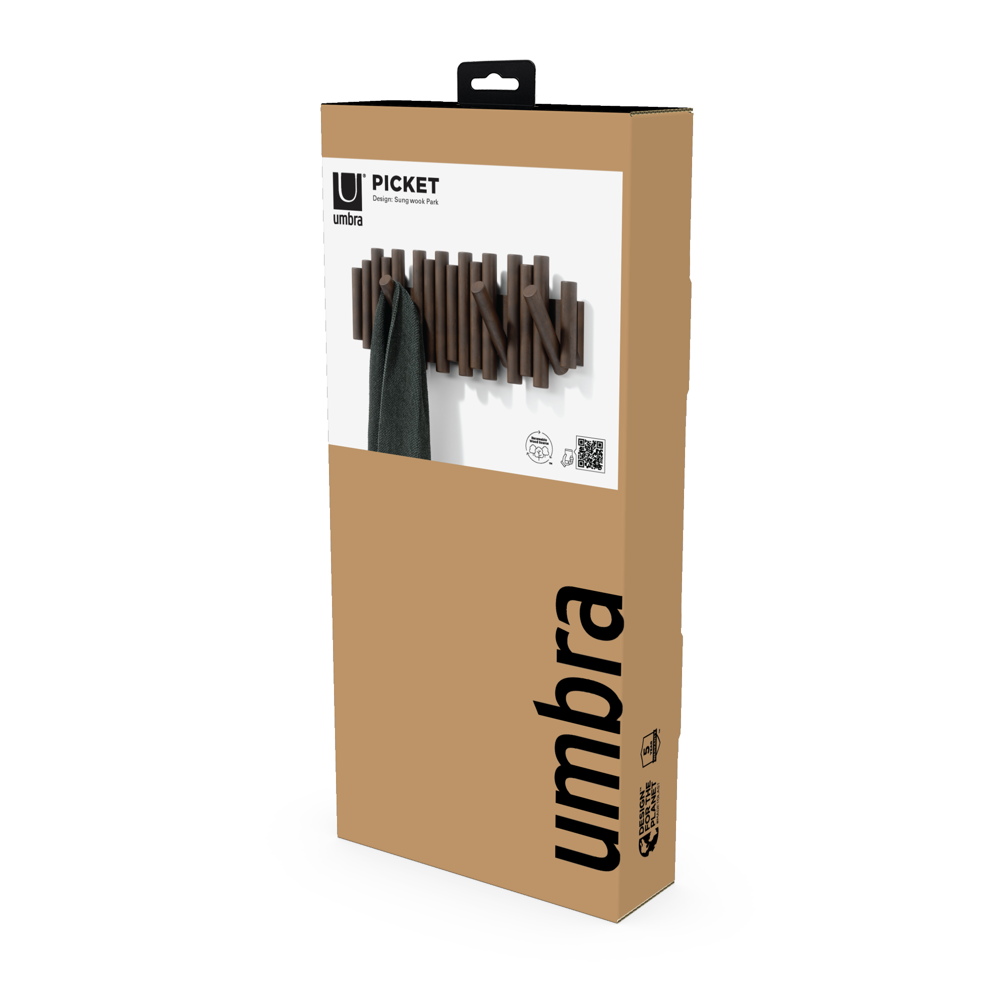 PXUB : Umbra PICKET RAIL HOOK l Age Walnut l