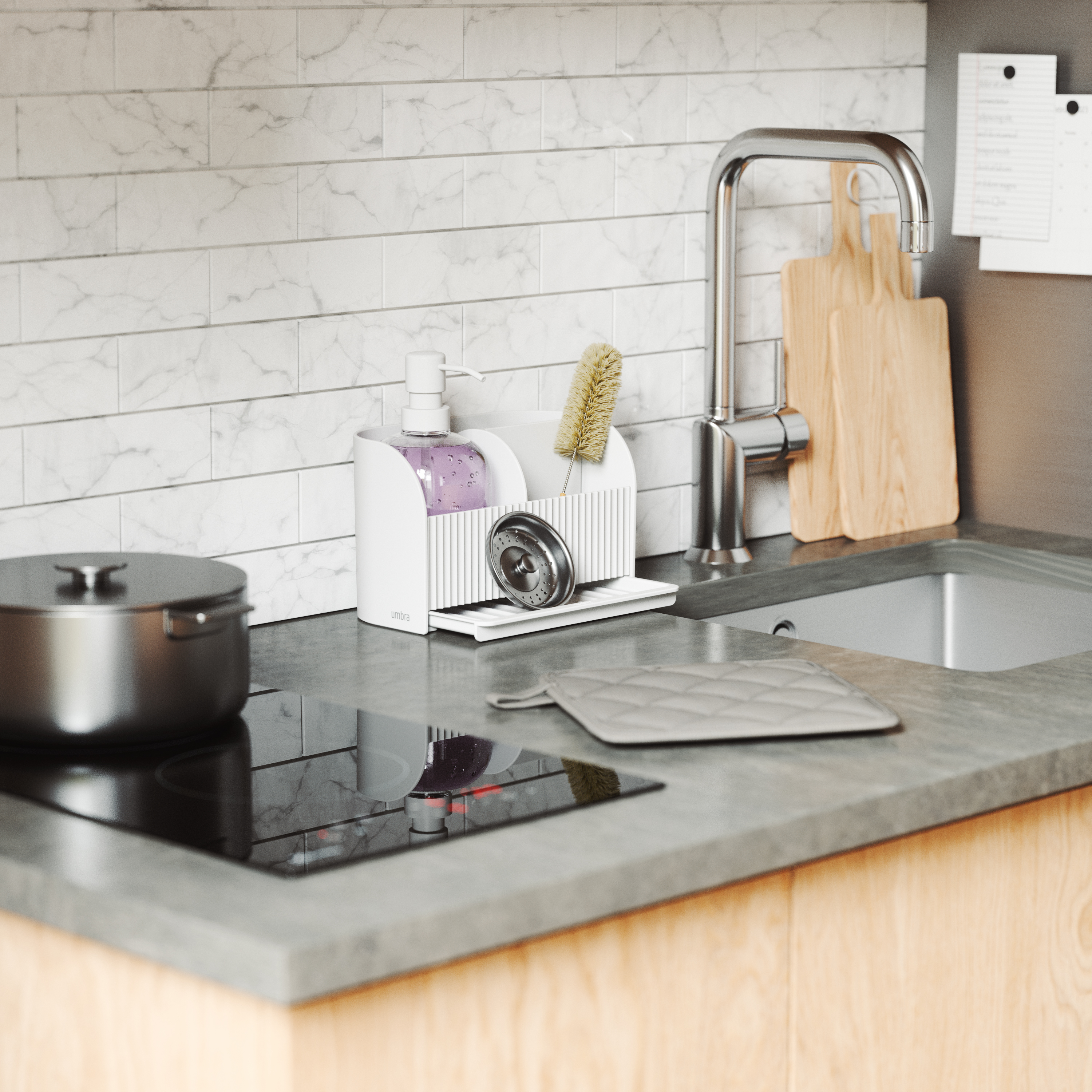 PXUB : Umbra SLING SINK CADDY W/PUMP l White l