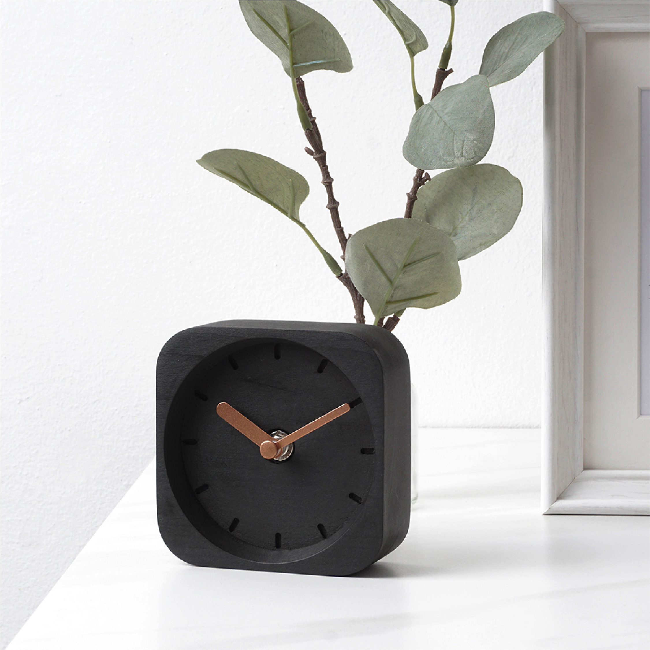 PIXEL Charcoal Black B. | Copper H. wall clock
