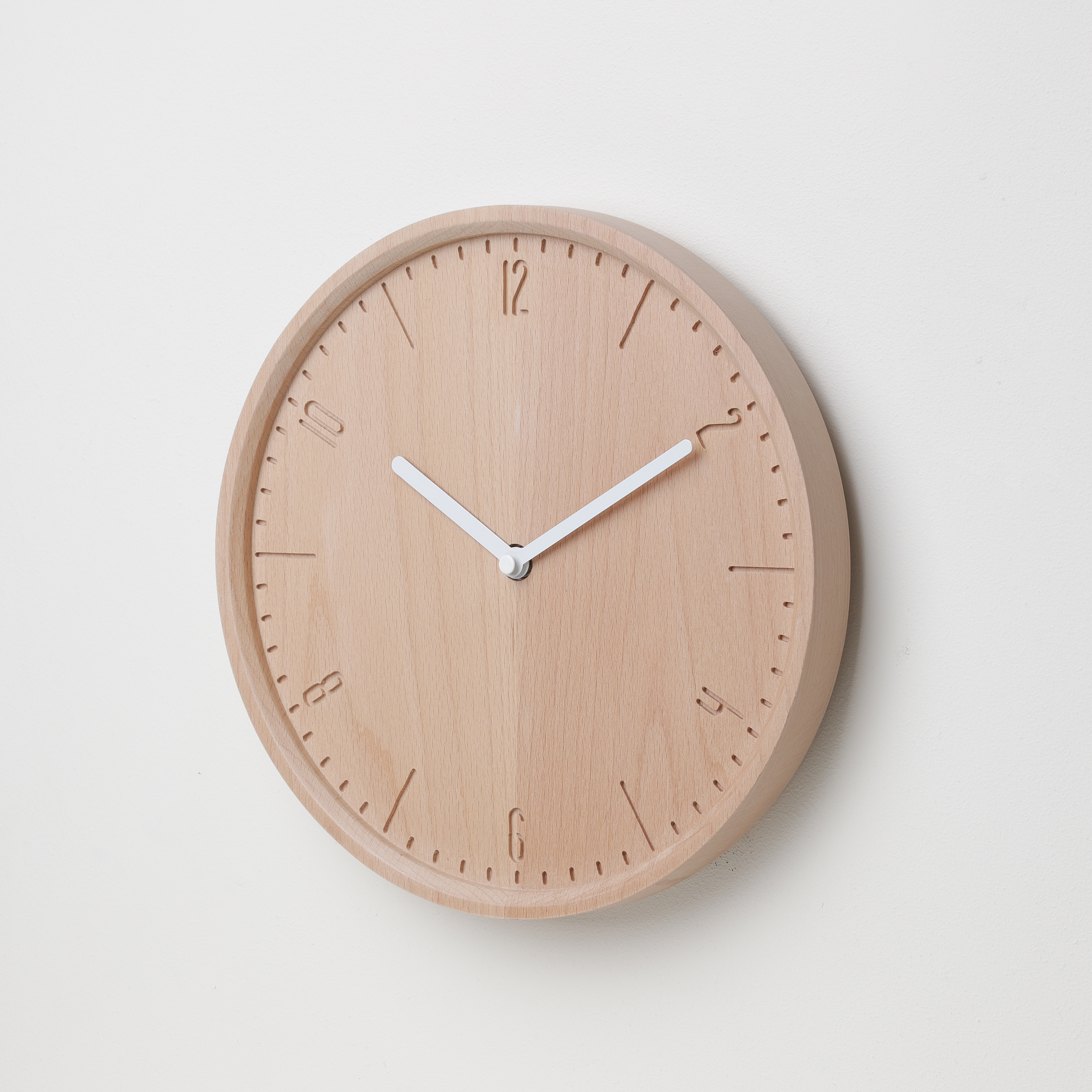 COBY-W-Natural B. | White H. wall clock
